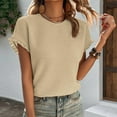 thumbnail image 1 of Meichang Summer Tops for Women Trendy Ruffle Short Sleeve Shirts Casual Loose Crew Neck T Shirts Solid Color Basic Tees Comfy Lightweiht T Shirts, 1 of 4