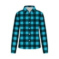thumbnail image 5 of Women Loose Button up Shirts Striped Print Rolled Long Sleeve Lapel Collar Lightweight Casual Blouses Tunic Tops(Light Blue,M), 5 of 6