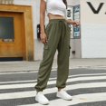thumbnail image 4 of Sngxgn Cargo Pants Women Baggy Fashion Women Plus Size Drawstring Casual Solid Elastic Waist Pocket Loose Pants(AG,S), 4 of 7