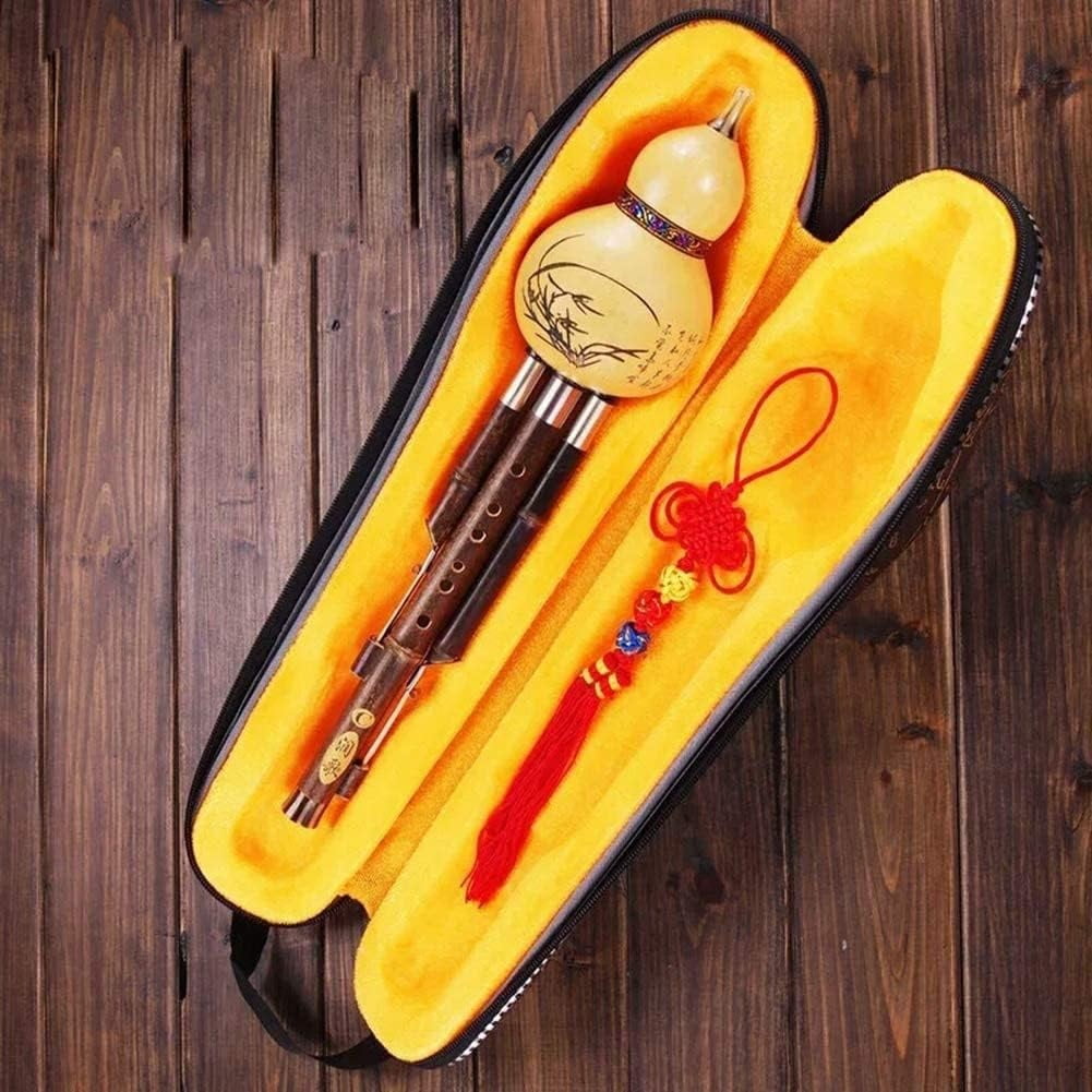 Chinese Handmade Black Hulusi Gourd Cucurbit Flute Ethnic Musical Instrument Key Of B With Case For Beginner Music Lovers,Black Cucurbit Flute