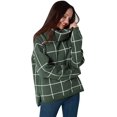 thumbnail image 4 of Suéteres de otoño 2021 para mujer, suéter de punto de cuello alto, jersey de manga larga a cuadros con abertura lateral, prendas de vestir a cuadros, Tops holgados Zhivalor WMZY-700-12, 4 of 8