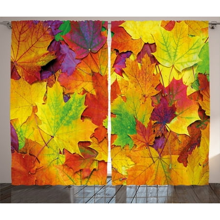 Fall Decorations Curtains 2 Panels Set Different Colored Vibrant