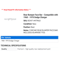 thumbnail image 2 of Rear Bumper Face Bar - Compatible with 1968 - 1970 Dodge Charger 1969, 2 of 2