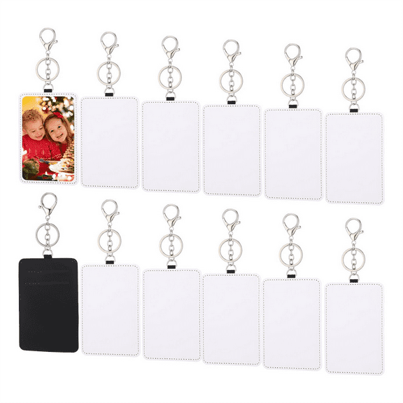 12 Pcs Sublimation Work Card Holder Portable Transportation Leather Badge Holders Printable