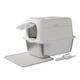 thumbnail image 1 of XL Stainless Steel Cat Litter Box with Lid – Fully Enclosed, High Sides for Leak Protection – Odor Control, Non-Stick, Easy to Clean – Includes Metal Scoop & Litter Mat – 15CM Tall, Light Gray, 1 of 8