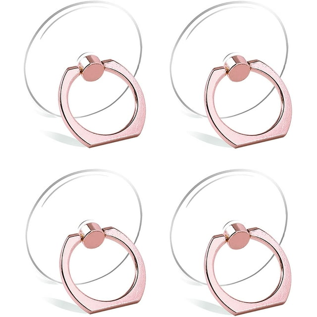 Cell Phone Ring Holder Stand, Transparent Phone Ring Holder 360° Rotation Phone Ring Grip Finger Ring Stand (4Rose Gold)