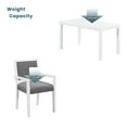 thumbnail image 5 of 5-Piece Dining Set, Modern Wood Dining Table Set, Console Table with Rubber Wood Legs and Space Saving 4 Arm Chairs for Small Dining Room or Kitchen, White & Gray Fabric, 5 of 7