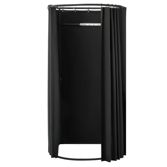 VEVOR Fitting Room, Portable Dressing Room with Thick Polyester Curtains, Privacy Space with Shading Curtain and a Hook, for Boutique, Mall, Tailor's Store & Outdoor Activity 39 x 37 x 79 in (Black)