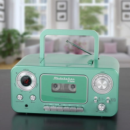 Studebaker - BT Series Portable Bluetooth CD Player with AM/FM Stereo - Teal