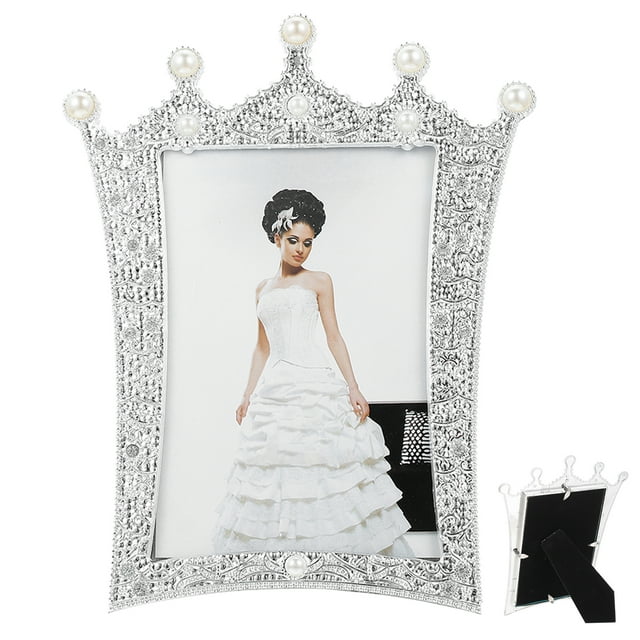 MasteelfCA Pearl Picture Photo Frame Crown Design Photo Frame Decor Desktop Photo Frame