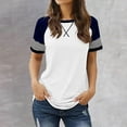thumbnail image 2 of Summer Casual T Shirts for Women Soft Cotton Crew Neck Color Block Raglan Short Sleeve Tunic Tops Loose Fit (X-Large, White), 2 of 6