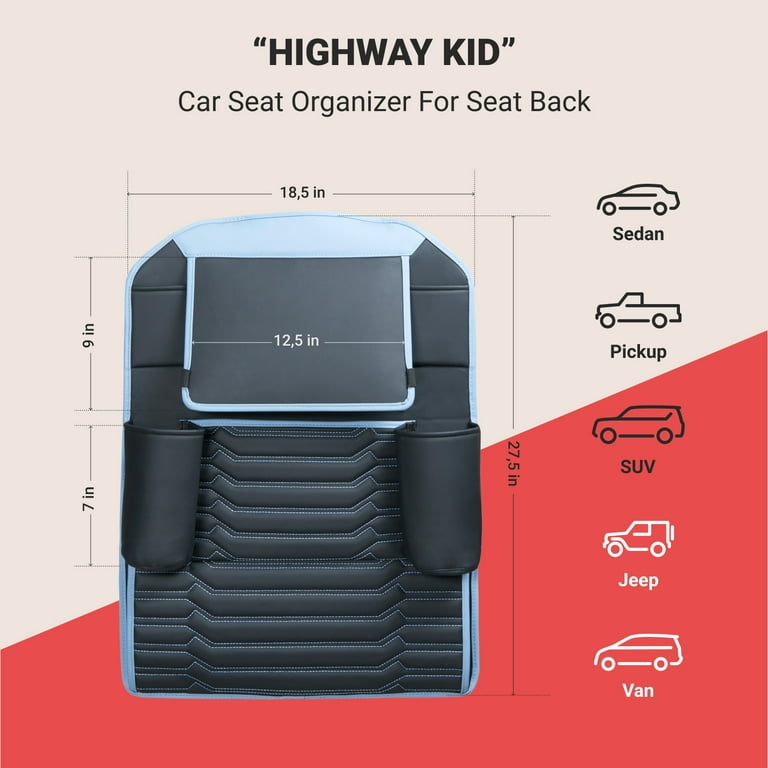 Owleys Car Seat Organizer Backseat Back Organizers & Storage Of Automotive  Seatback Toy Organization For Kids Black Navy Blue (Higway Kid)