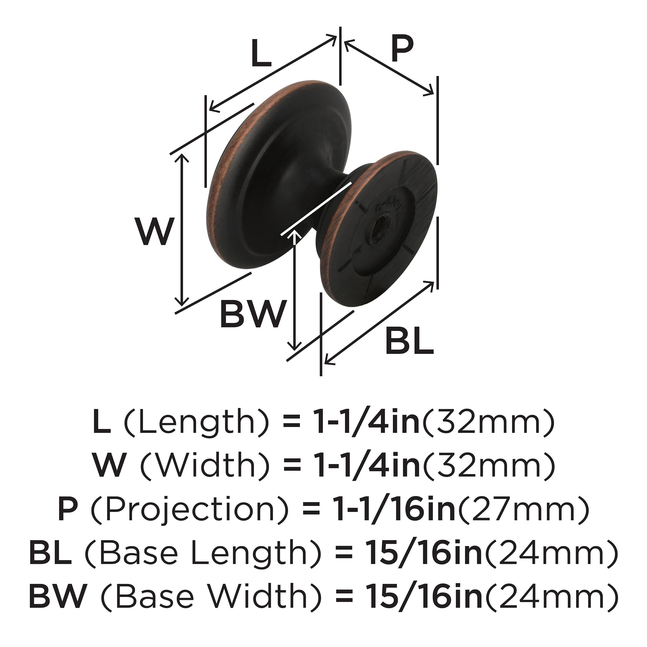 Amerock Ravino 1-1/4 inch (32mm) Diameter Oil-Rubbed Bronze Cabinet Knob, 10 Pack