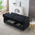 thumbnail image 4 of 83" Flannelette Cloud Deep Seat Sofas, Modern Sofa Couch for Small Spaces, Cozy Comfy Loveseat with Solid Wood Frame, Pillow-Designed Armrest Loveseat, Black, 4 of 9