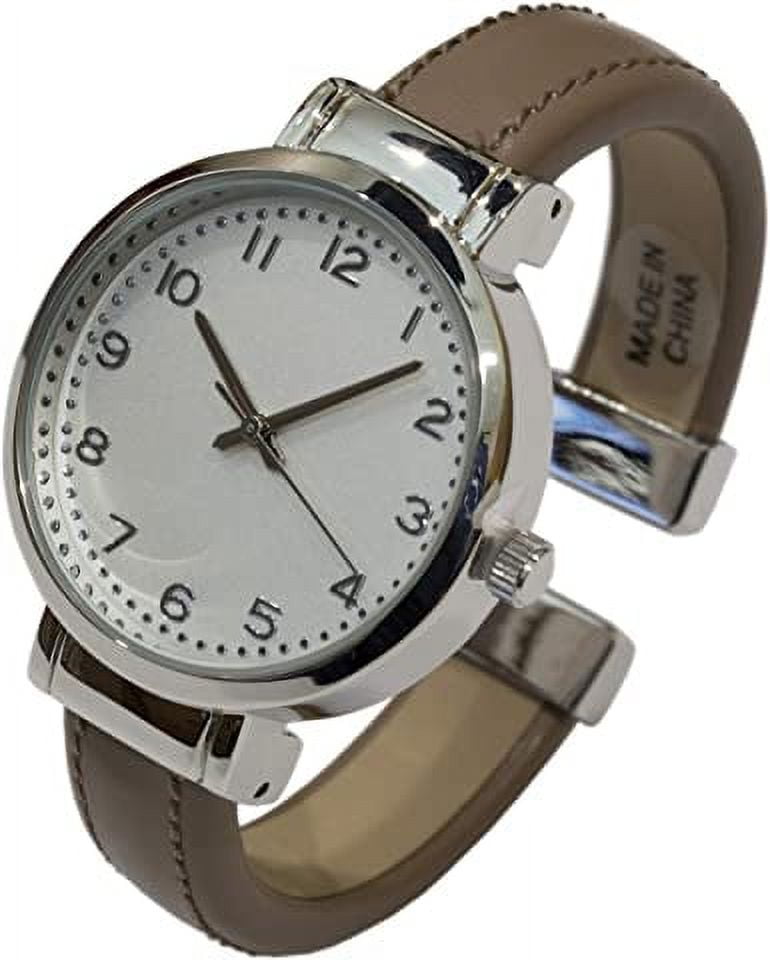 Blekon Collections Japanese Quartz Womens Fashion Leather Bangle Cuff Watch