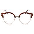 thumbnail image 3 of grinderPUNCH Womens Trendy Round Cat Eye Metal Clear Brown Glasses, 3 of 5