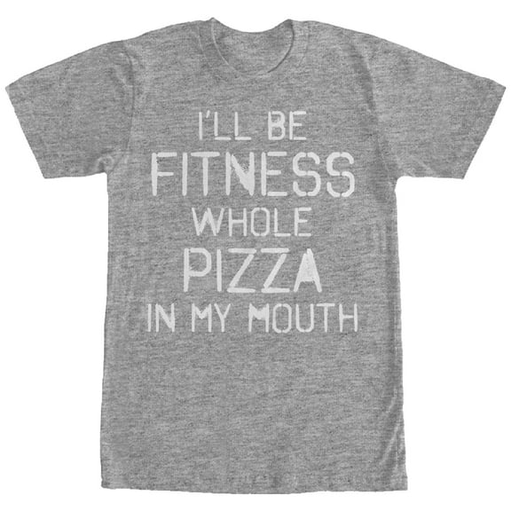 Women's CHIN UP Fitness Pizza in Mouth Boyfriend Graphic Tee Athletic Heather 2X Large