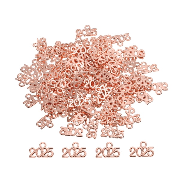 2025 Año Número Dije Graduación Año Dije Rosa Oro para Borla, Bricolaje Joyería Fabricación, Collar Pulseras, Llavero, Paquete de 100