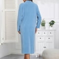 thumbnail image 3 of CIENVNSTG Womens Zip Up Sleepwear Pajamas Half Sleeve Bathrobes Loose Nursing Dress Long Robe Nightgown With Pockets Nighties Loungewear Blue XL, 3 of 3