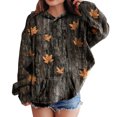 thumbnail image 2 of kmaduk Light Camo Hoodies for Teen Girls Cute Sweatshirt Maple Leaf Print Oversized Fleece Sweatshirts Pullover Tops with Pocket (Light Yellow, 7-8 Years), 2 of 6