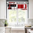 thumbnail image 3 of Red Gray Black Geometric Kitchen Curtains Set Valance Tier Curtains Set, Modern Abstract Art Aesthetics Farmhouse 3 Piece Set Rod Pocket Kitchen Window Short/Half/Small Curtain 27.5x24''''x2 Panels, 3 of 5