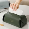 thumbnail image 3 of Baywell Hanging Tissue Box Foldable Tissue Holder PU Leather Tissue Paper Box Cover Tissue Case Holder with Detachable Handle for Car Home Office Decor, Sky Blue, 3 of 8