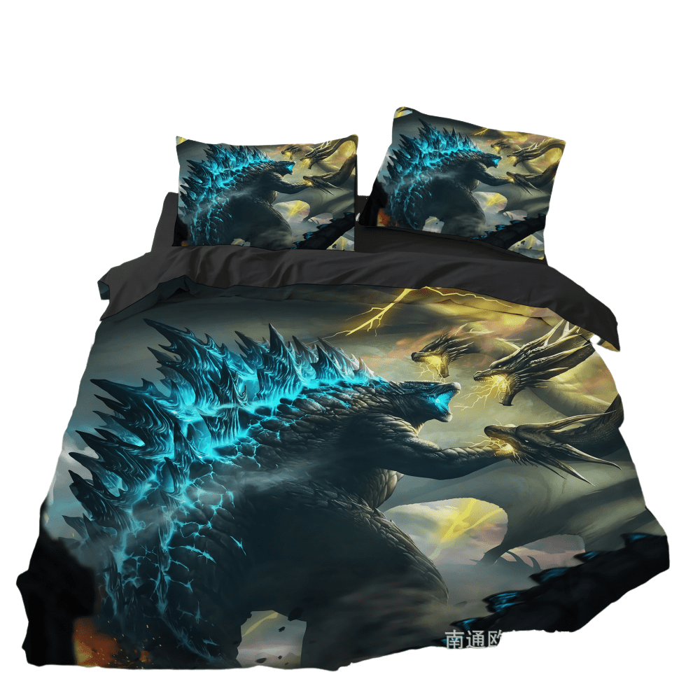 Godzilla 3D Quilt Cover Suit Suitable For Boys Duvet Cover 3 Piece Set Teenage Bedding Quilt Cover SinKeeU Walmart