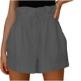 thumbnail image 4 of XuJwPNcy Cotton Linen Shorts for Woman Casual Summer Plus Size Drawstring Beach Shorts with Pockets Comfy Lounge Shorts, 4 of 5