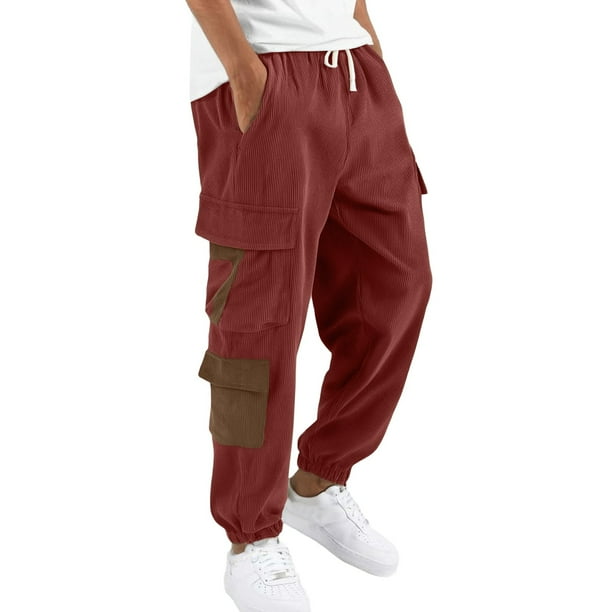 Pantalones cargo para hombre para exteriores - Estilo jogger de pana - Poliéster, bolsillos utilitarios, tallas S-XXL