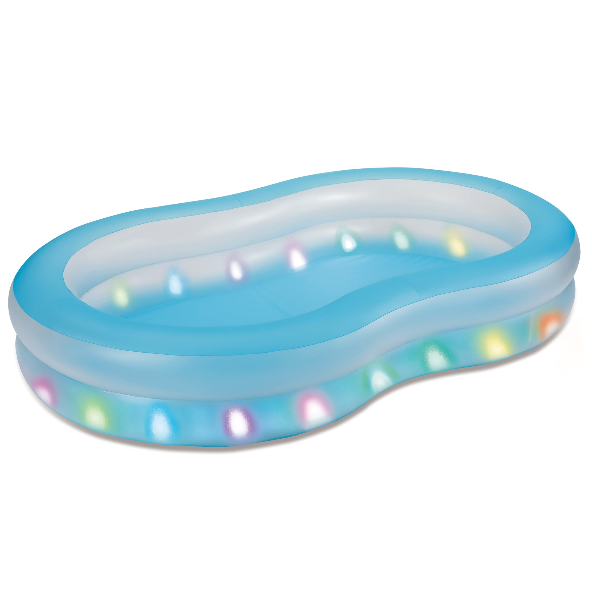 Summer Waves Free Form Inflatable Aqua Glow Family Pool with Color-Changing LED Lights, Adults, Unisex