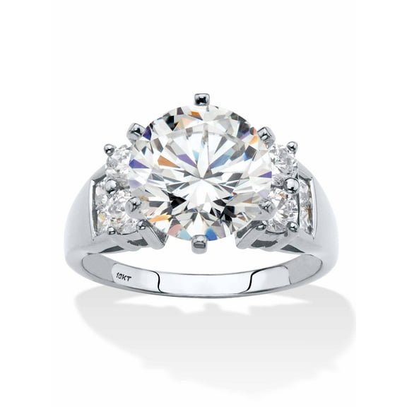 PalmBeach Jewelry 4.66 TCW Round Cubic Zirconia Engagement Anniversary Ring in Solid 10k White Gold-Plated or Gold-Plated Sterling Silver