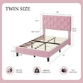 thumbnail image 4 of AOILE Platform Bed Frame with Upholstered Headboard, Fabric Upholstered Bed Frame with Adjustable Headboard, Bed Frame with Diamond Pattern and Soft Fabric, Wood Slat Support, Grey, Pink, Beige, 4 of 7