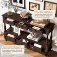 thumbnail image 3 of LKTART 54 inch Farmhouse Console Table, Solid Wood Entryway Table with 6 Drawers and Storage Shelf, Espresso, 3 of 8