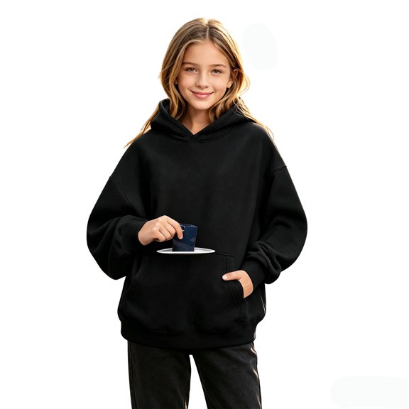 SJLDQY Girls Hoodies Casual Hooded Sweatshirt Long Sleeve with Pocket Pullover Tops Size -