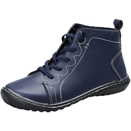 

Rdeuod Boot Boots For Women Wedges Mid-Calf Flats Retro Leather Western Cowboy Woman