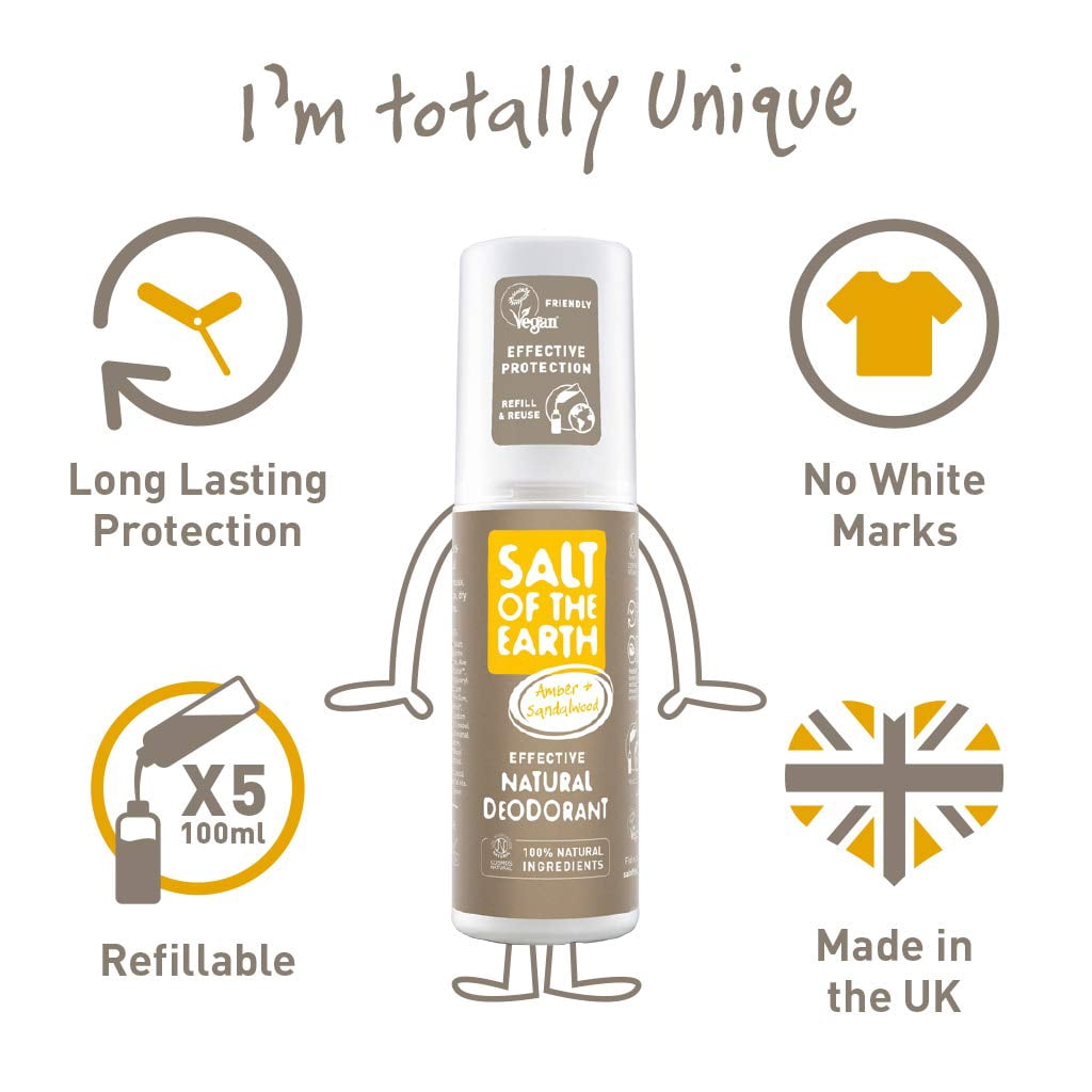 Salt of the Earth Amber and Sandalwood natural Deodorant Spray 100ml