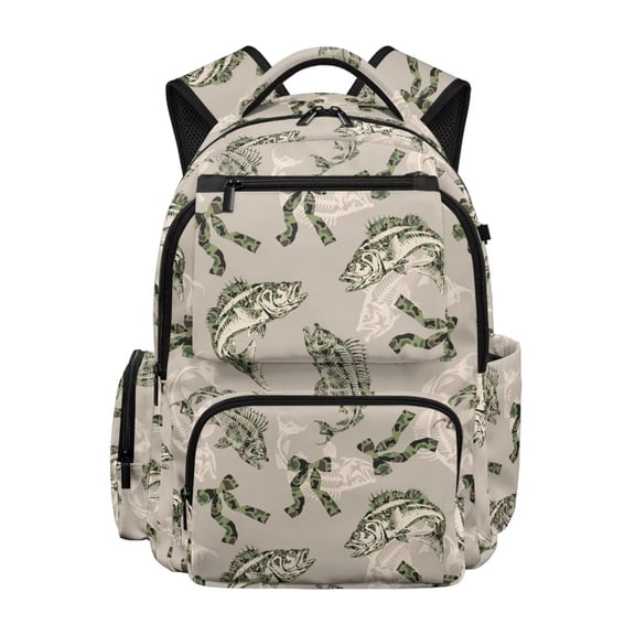 Bulopur Camo Bow Fish Kids Backpack for Girls Boys Outdoor Fishing Print School Bag Lightweight/Breathable/Durable/Waterproof Multi-Pocket Book Bag for Kids 6-12 Back to School