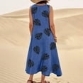 thumbnail image 6 of Dndkilg Beach Dresses Women Cotton Linen Boho Women Maternity Maxi Dresses Flowy Tank Summer Long Dresses for Women Sleeveless Floral Sun Dresses for Women with Pockets Blue M, 6 of 8