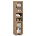 thumbnail image 2 of Costway Bathroom Cabinet, Slim Floor Storage Cabinet with 2 Fluted Doors,4 Rubber Feet Natural, 2 of 10