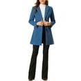 thumbnail image 2 of Unique Bargains Women's Notched Lapel Single Breasted Outwear Long Coat L Dusty Blue, 2 of 6