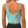 thumbnail image 3 of Vsdgher World Travel Line Icons Map Print Women Sleeveless Athletic Tank Top Built-in Bra Camisole Sports Vest for Yoga Running Fitness Exercise with Removable Pads, 3 of 8