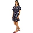 thumbnail image 4 of Bimba Womens Short Cotton Kaftan Blue Floral Printed Caftan Sleepwear Beach wear, 4 of 7