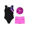 thumbnail image 4 of Lejafay Kids Girls 3Pcs Sleeveless Gymnastics Ballet Leotard with Shorts Headband Set Dance Workout Rose 12, 4 of 5
