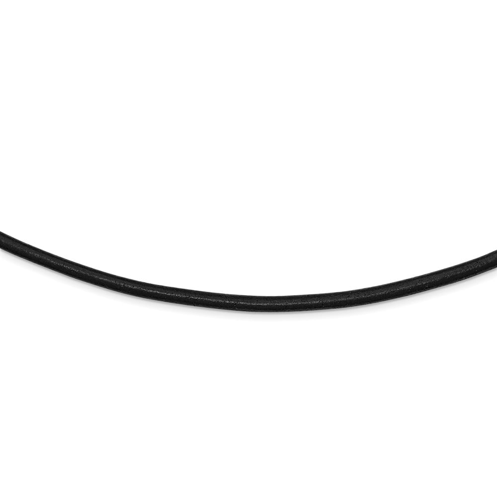White Sterling Silver necklace Cord & Leather 18 in 4 mm