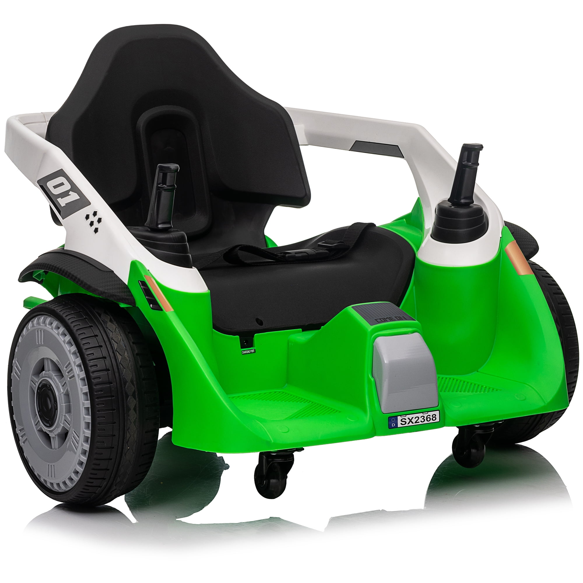 Jorfly 24V Kids Electric Bumper Car, Crazy Bumper Ride on Toys for Kids Teen 3+ , 200w Motors, EVA Tires, 5 MPH-Green