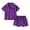 Purple, variant on 2025 Boys' and Girls' Summer Lapel Plaid Short-Sleeved Cardigan Elastic Shorts Pajamas Two-Piece Kids