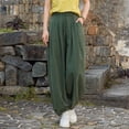 thumbnail image 6 of Sokhug Womens Lantern Pants Linen-Blend High Waisted Drawstring with Pockets Casual Elastic Waist Jogger Trousers, 6 of 7