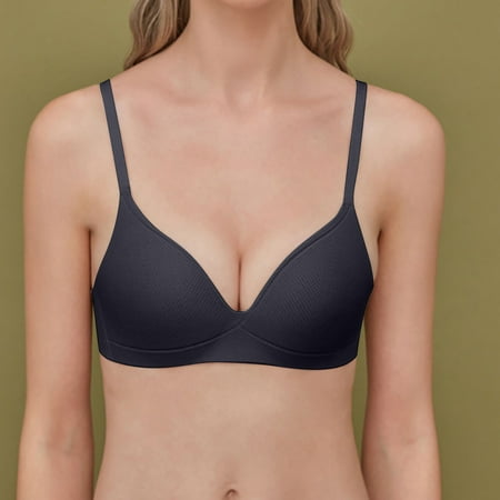 Blczomt Push Up Women Bras Plus Size Seamless Balconette Comfortable Black Bra