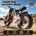 thumbnail image 4 of GlobalKeep 20"Fat Tire Dirt Electric Bike for Adults, 1500W Peak Motor, 28+MPH, Dual Disc Brakes, E-Mountain Bike With 48V 17.5Ah Removable Battery, UL2849 Certified., 4 of 11