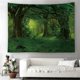 thumbnail image 4 of Tapiz de bosque virgen, árbol verde en bosque brumoso, tapiz para colgar en la pared, paisaje natural, tapiz de pared, decoración para sala de estar, dormitorio, 130*150CM, verde, 4 of 5